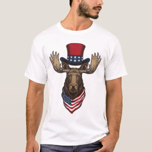 Patriotischer Elch Vintage Gravur Vektor Design_1 T-Shirt