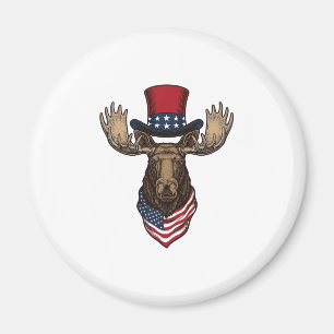 Patriotischer Elch Vintage-Stich Vektor-Design_1 Magnet