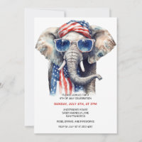 Patriotischer Elefant 4. Juli Einladungen