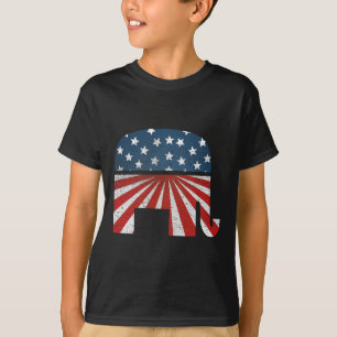Patriotischer Elefant Amerikanische Flagge USA Rep T-Shirt