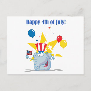 Patriotischer Elefant, der eine amerikanische Flag Postkarte