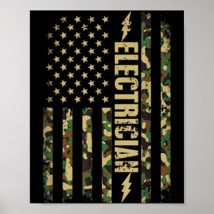 Patriotischer Elektriker amerikanische Flagge Tarn Poster