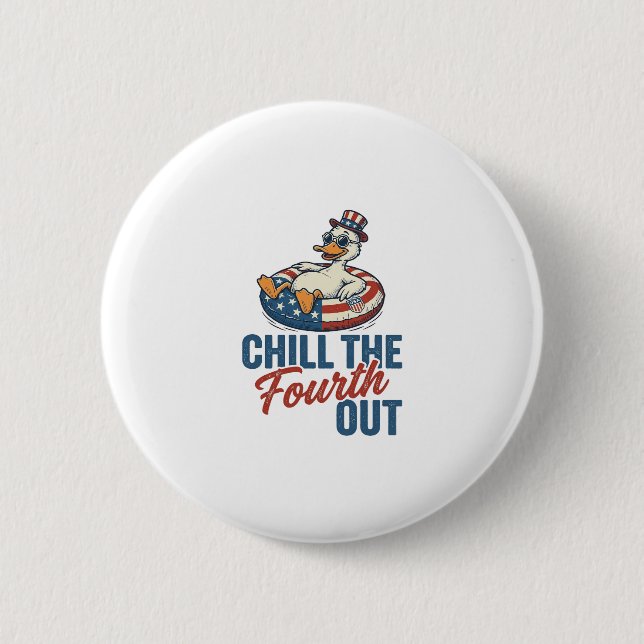 Patriotischer Enten-Vierter-Juli-Schwimmhilfe-Shir Button (Vorderseite)