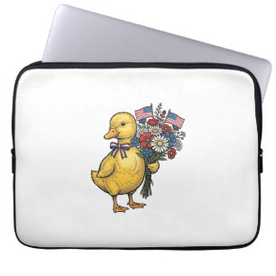 Patriotischer Entlein-Blumenstrauß Vintage-Shirt D Laptopschutzhülle