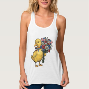 Patriotischer Entlein-Blumenstrauß Vintage-Shirt D Tank Top