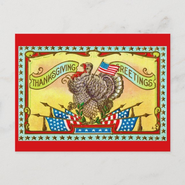 Patriotischer Erntedank Gruß Postkarte (Vorderseite)