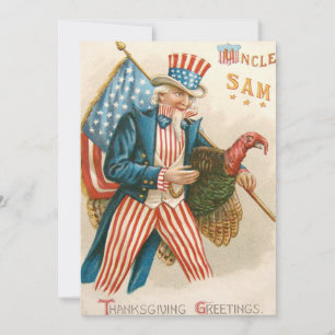 Patriotischer Erntedank Onkel Sam Truthahn US-Flag Feiertagskarte