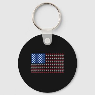 Patriotischer Farmer 4. Juli Amerikanische Flagge Schlüsselanhänger