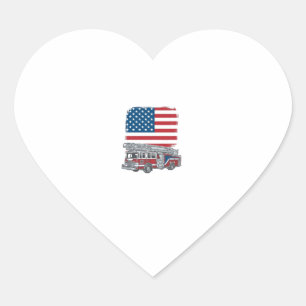 Patriotischer Feuerwehrauto Amerikanische Flagge V Herz-Aufkleber