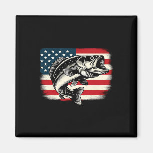 Patriotischer Fischfang unter amerikanischer Flagg Magnet