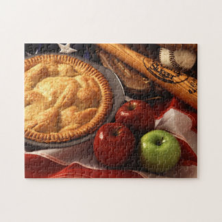 Patriotischer Flagge-Apfelkuchen-Baseballschläger Puzzle