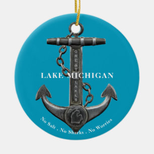 Patriotischer Flaggenpirat des Lake Michigan Keramik Ornament