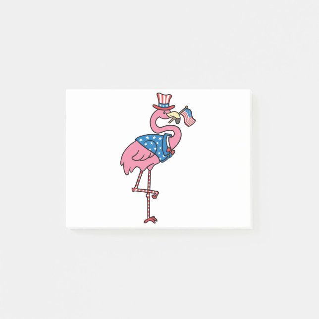 Patriotischer Flamingo Post-it Klebezettel (Vorderseite)