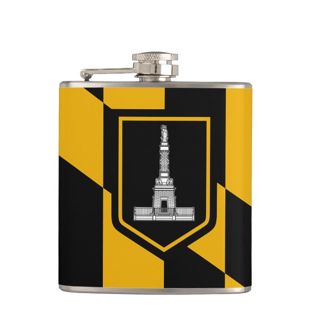 Patriotischer Flasche mit Flag Baltimore City Flachmann (Vorderseite)