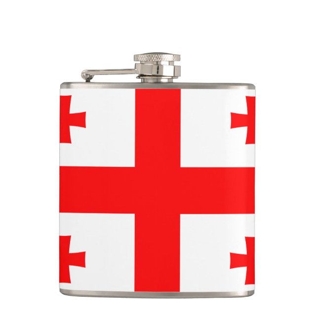 Patriotischer Flasche mit georgischer Flagge Flachmann (Vorderseite)