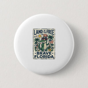 Patriotischer Florida-Alligator 4. Juli Button
