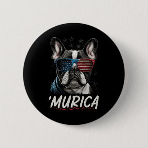 Patriotischer Franzose Hund Amerikanische Flagge 4 Button