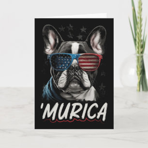 Patriotischer Franzose Hund Amerikanische Flagge 4 Karte