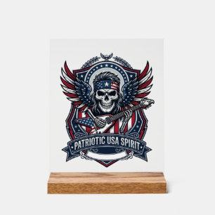 Patriotischer Freiheit Gitarrist Totenkopf Musik R Acrylschild