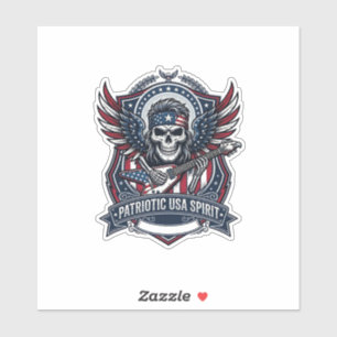 Patriotischer Freiheit Gitarrist Totenkopf Musik R Aufkleber