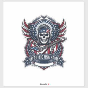 Patriotischer Freiheit-Gitarrist-Totenkopf-Musik-R Aufkleber