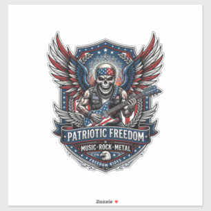 Patriotischer Freiheit-Gitarrist-Totenkopf-Musik-R Aufkleber