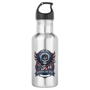 Patriotischer Freiheit-Gitarrist-Totenkopf-Musik-R Edelstahlflasche