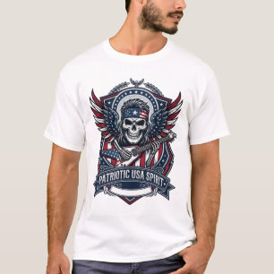 Patriotischer Freiheit-Gitarrist-Totenkopf-Musik-R T-Shirt