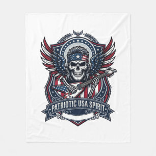 Patriotischer Freiheits-Gitarrist-Totenkopf-Musik- Fleecedecke