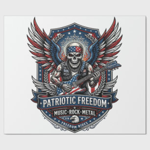 Patriotischer Freiheits-Gitarrist-Totenkopf-Musik- Geschenkpapier