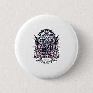 Patriotischer Freiheits-Sensenmann Dunkler Patriot Button