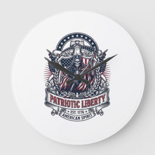 Patriotischer Freiheits-Sensenmann Dunkler Patriot Große Wanduhr