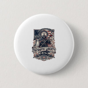 Patriotischer Freiheitsmäher Dunkler Patriot Skele Button
