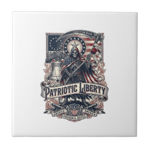 Patriotischer Freiheitsmäher Dunkler Patriot Skele Fliese