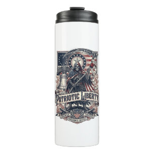 Patriotischer Freiheitsmäher Dunkler Patriot Skele Thermosbecher