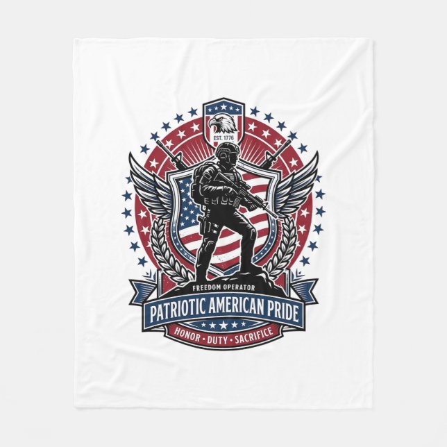 Patriotischer Freiheitsoperator Silhouette Militär Fleecedecke (Vorderseite)