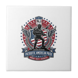 Patriotischer Freiheitsoperator Silhouette Militär Fliese