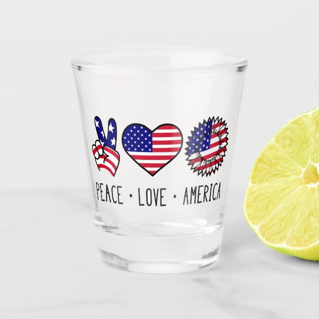 Patriotischer Frieden & Einheit Schnapsglas (Vorderseite)