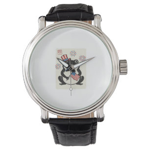 Patriotischer Frosch Vintage-Stich Vektor Kunst_1 Armbanduhr