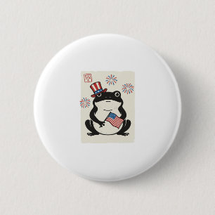 Patriotischer Frosch Vintage-Stich Vektor Kunst_1 Button