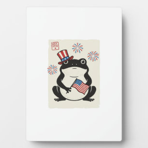 Patriotischer Frosch Vintage-Stich Vektor Kunst_1 Fotoplatte