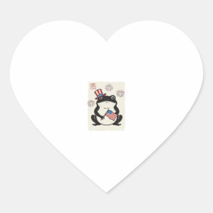 Patriotischer Frosch Vintage-Stich Vektor Kunst_1 Herz-Aufkleber