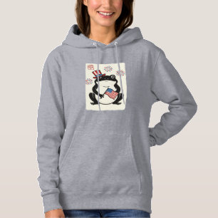 Patriotischer Frosch Vintage-Stich Vektor Kunst_1 Hoodie
