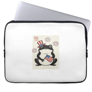 Patriotischer Frosch Vintage-Stich Vektor Kunst_1 Laptopschutzhülle