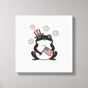 Patriotischer Frosch Vintage-Stich Vektor Kunst_1 Leinwanddruck