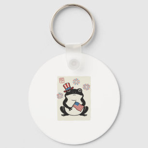 Patriotischer Frosch Vintage-Stich Vektor Kunst_1 Schlüsselanhänger