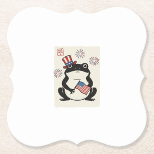 Patriotischer Frosch Vintage-Stich Vektor Kunst_1 Untersetzer