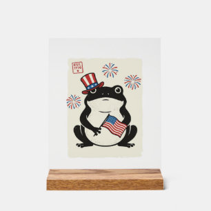 Patriotischer Frosch Vintage-Stich Vektorgrafik_1 Acrylschild