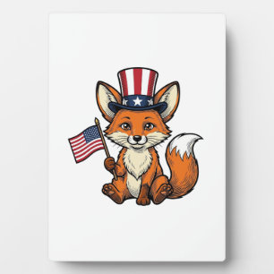 Patriotischer Fuchs Vintage-Gravur-Shirt-Design_1 Fotoplatte