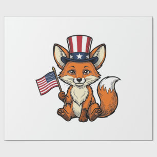 Patriotischer Fuchs Vintage-Gravur-Shirt-Design_1 Geschenkpapier